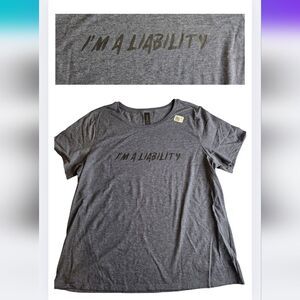 NWT 2X "I'm A Liability" Tee Heathered Blue 2672-Ae